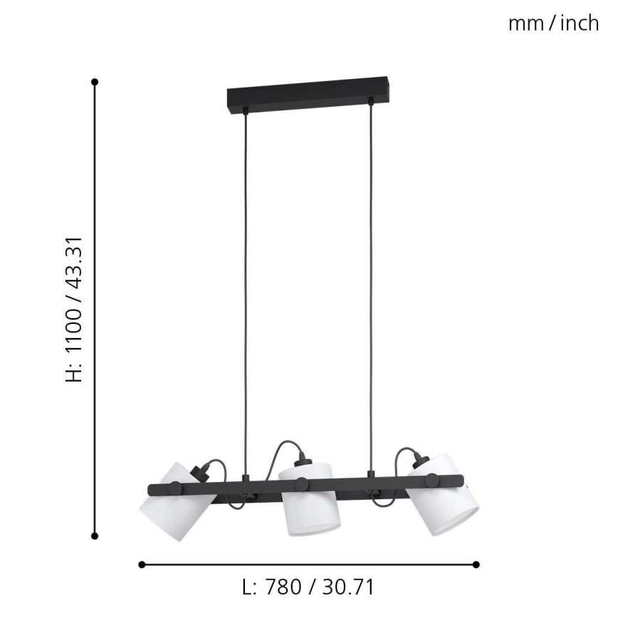 Eglo - Candelabro num fio 3xE27/28W/230V