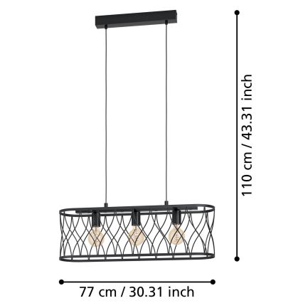 Eglo - Candelabro suspenso 3xE27/40W/230V