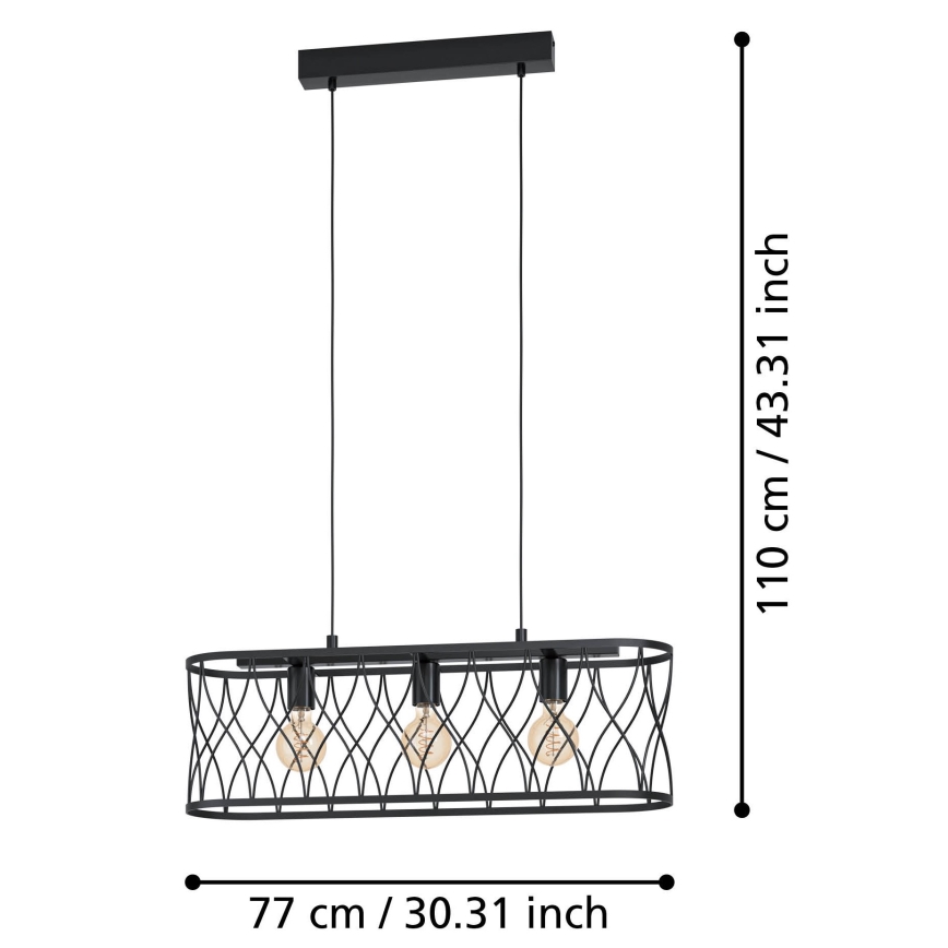 Eglo - Candelabro suspenso 3xE27/40W/230V