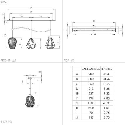 Eglo - Candelabro suspenso 3xE27/40W/230V
