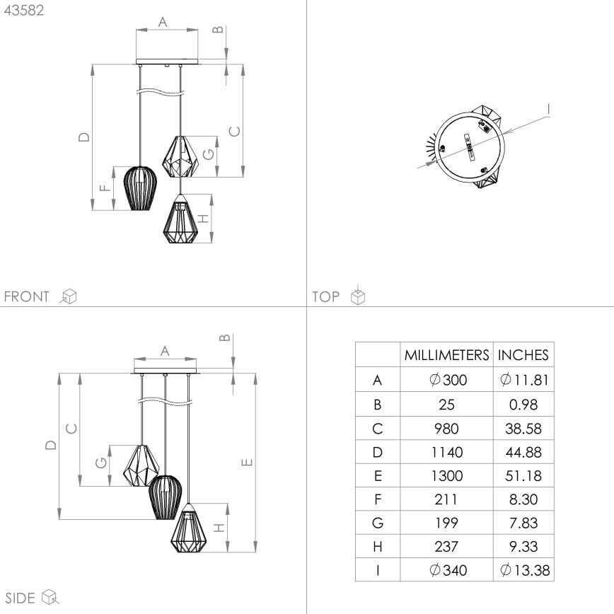 Eglo - Candelabro suspenso 3xE27/40W/230V