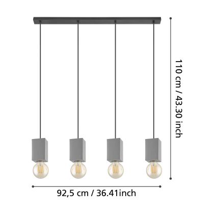 Eglo - Candelabro suspenso 4xE27/40W/230V