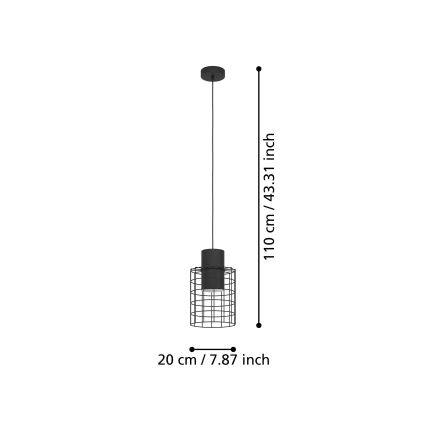 Eglo - Candelabro suspenso 1xE27/40W/230V d. 20 cm preto