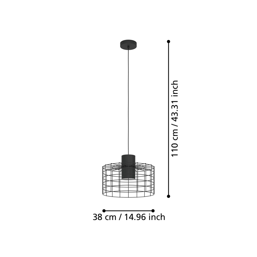 Eglo - Candelabro suspenso 1xE27/40W/230V d. 38 cm preto