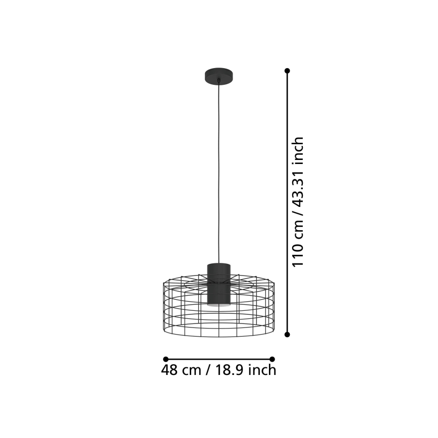 Eglo - Candelabro suspenso 1xE27/40W/230V d. 48 cm preto