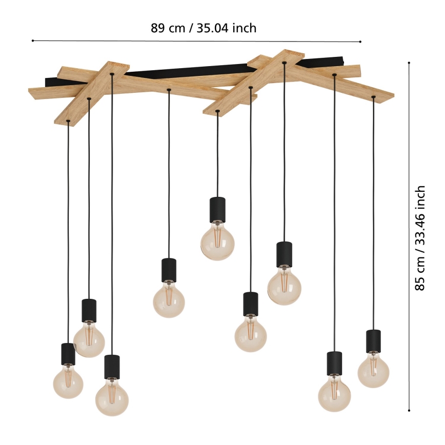 Eglo - Candelabro suspenso 9xE27/40W/230V