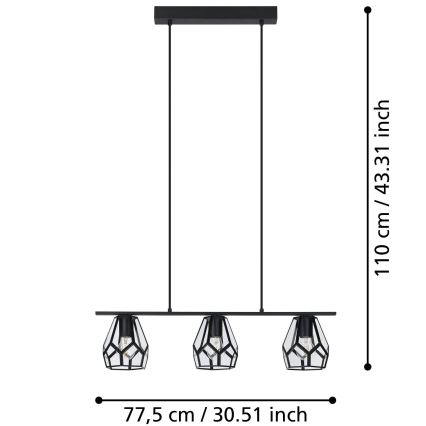 Eglo - Candelabro suspenso 3xE27/40W/230V