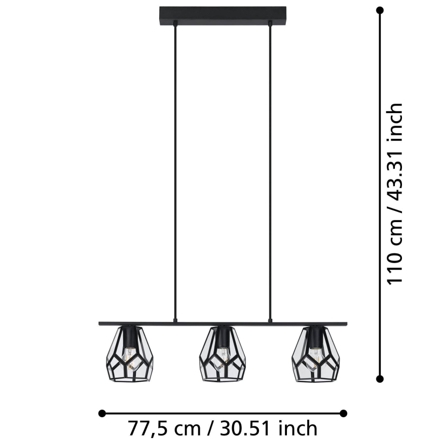 Eglo - Candelabro suspenso 3xE27/40W/230V
