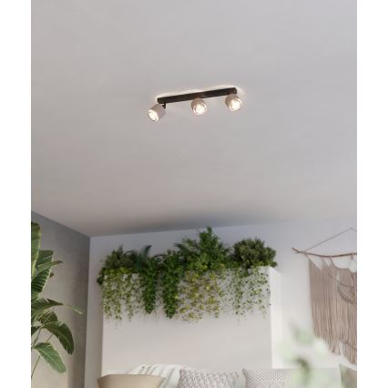 Eglo - Iluminação de parede 3xE14/40W/230V preto/bege