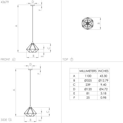 Eglo - Candelabro suspenso 1xE27/60W/230V d. 32,5 cm