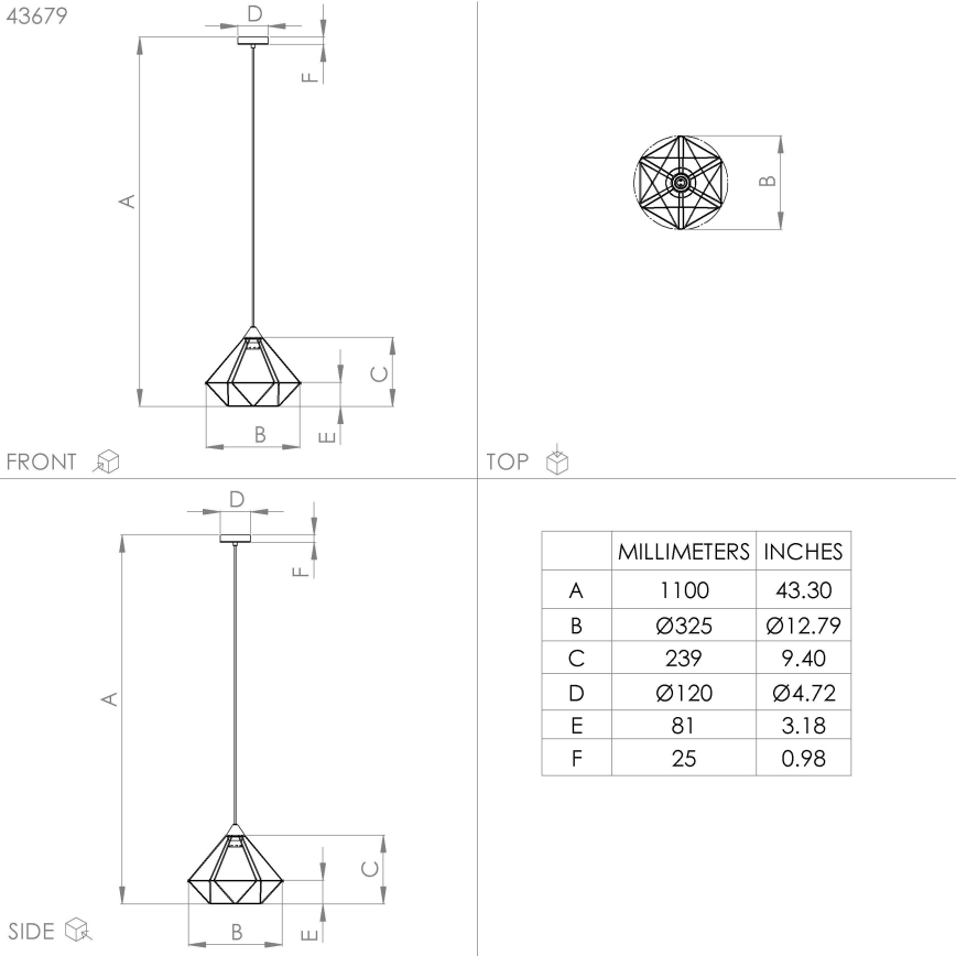 Eglo - Candelabro suspenso 1xE27/60W/230V d. 32,5 cm