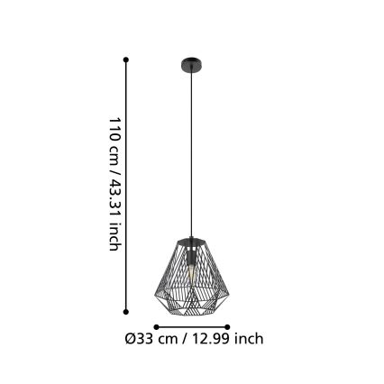 Eglo - Candelabro suspenso 1xE27/40W/230V preto