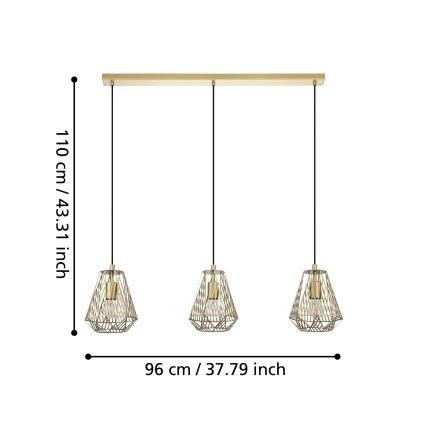 Eglo - Candelabro suspenso 3xE27/40W/230V dourado
