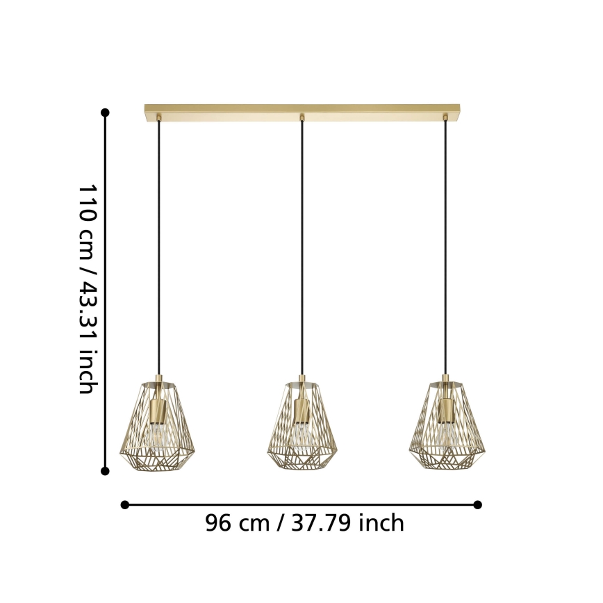 Eglo - Candelabro suspenso 3xE27/40W/230V dourado