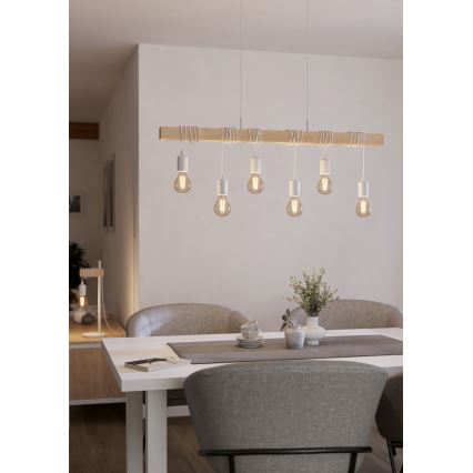 Eglo - Candeeiro suspenso TOWNSHEND 6xE27/60W/230V - FSC certificado