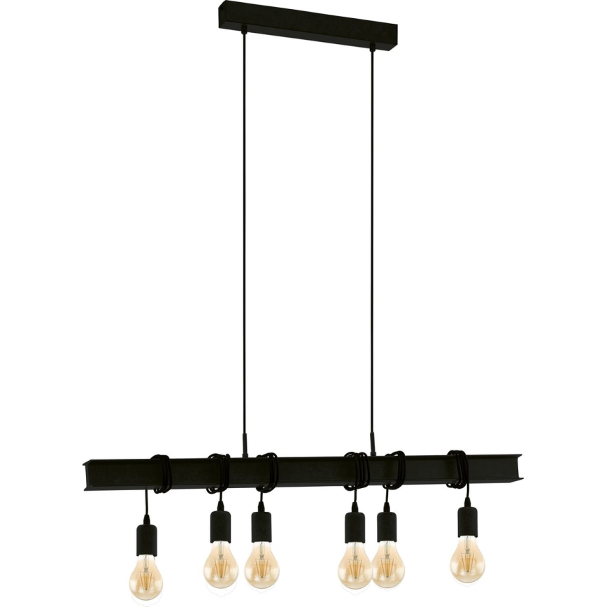Eglo 43712 - Candeeiro suspenso TOWNSHEND 6xE27/60W/230V preto