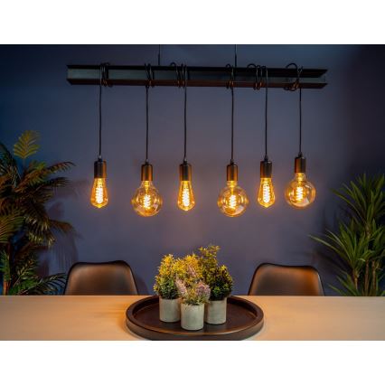 Eglo 43712 - Candeeiro suspenso TOWNSHEND 6xE27/60W/230V preto