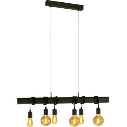 Eglo 43712 - Candeeiro suspenso TOWNSHEND 6xE27/60W/230V preto