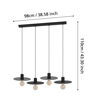 Eglo - Candeeiro suspenso 4xE27/40W/230V
