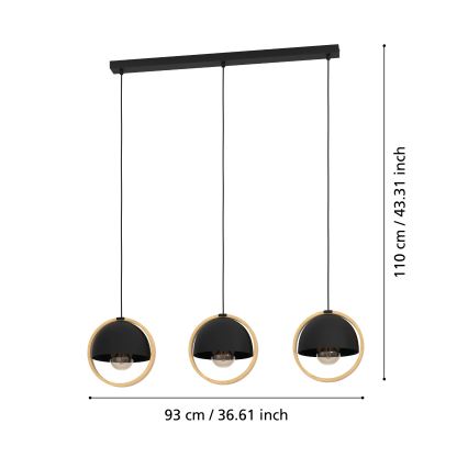 Eglo - Candeeiro suspenso 3xE27/40W/230V