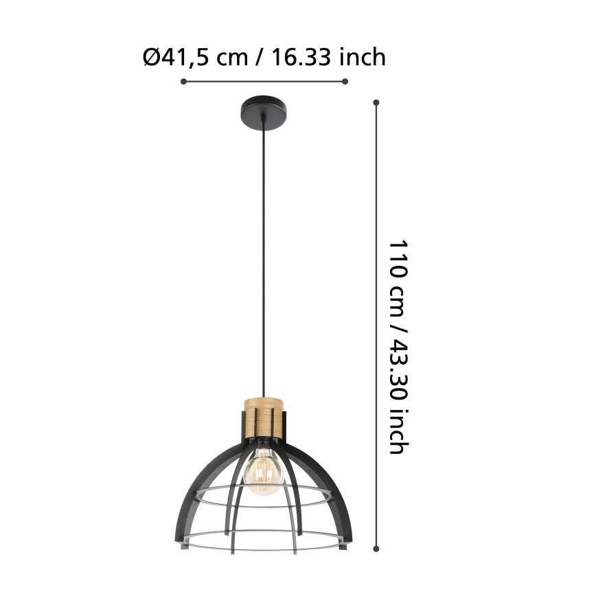 Eglo - Candeeiro suspenso 1xE27/40W/230V preto