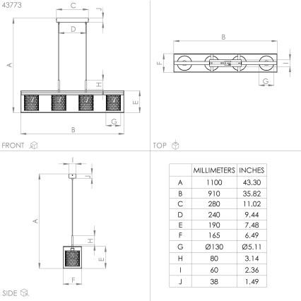 Eglo - Candelabro suspenso 4xE27/40W/230V