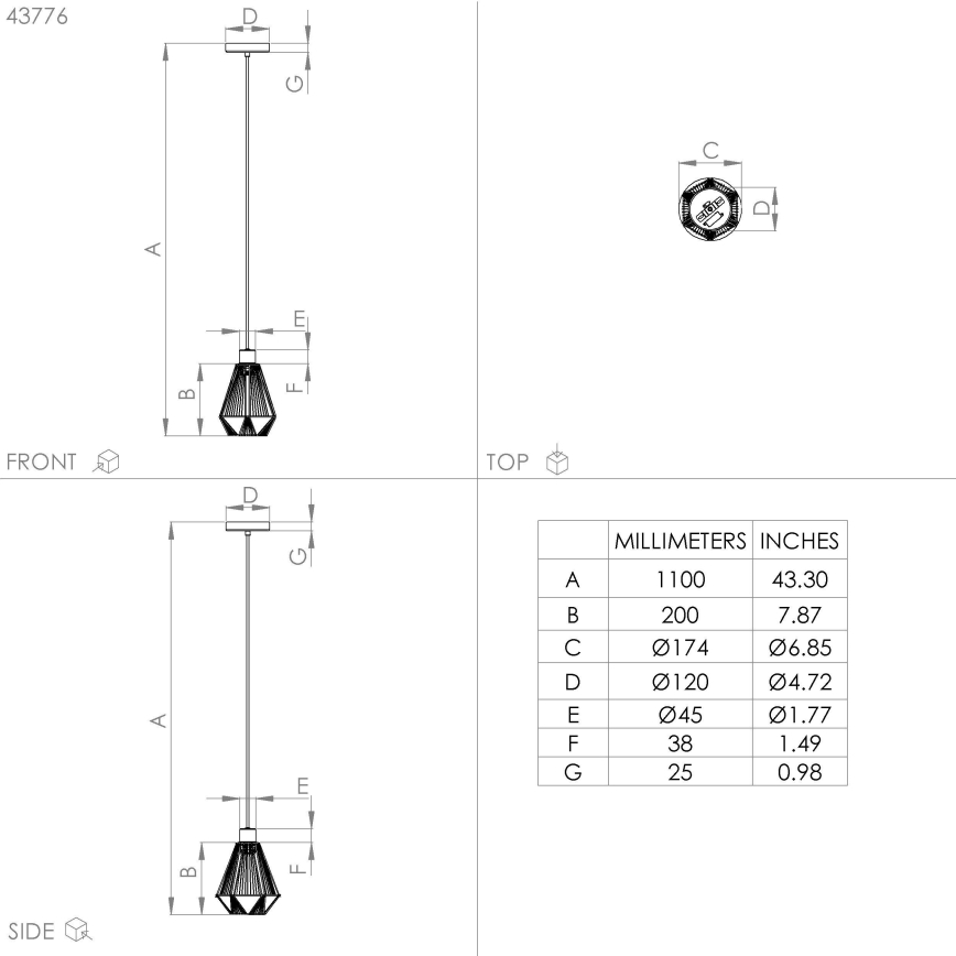 Eglo - Candelabro suspenso 1xE27/40W/230V