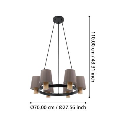 Eglo - Candelabro suspenso 6xE27/40W/230V
