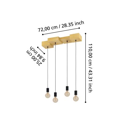 Eglo - Candeeiro suspenso 4xE27/40W/230V