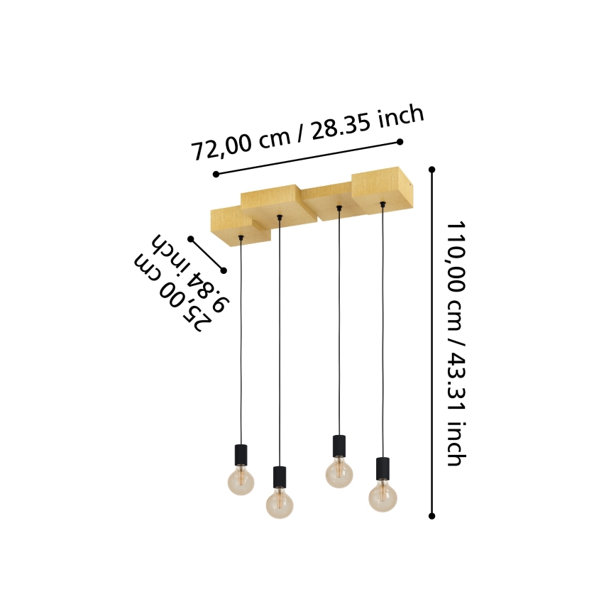 Eglo - Candeeiro suspenso 4xE27/40W/230V