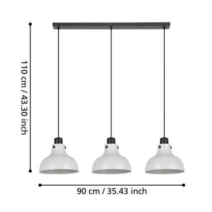 Eglo - Candeeiro suspenso 3xE27/40W/230V