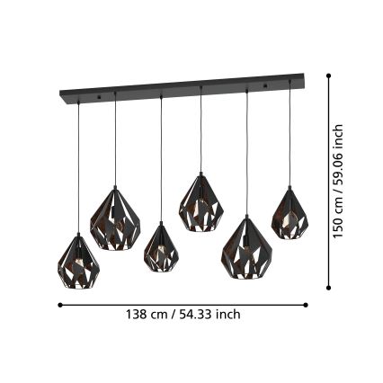 Eglo - Candelabro suspenso 6xE27/40W/230V