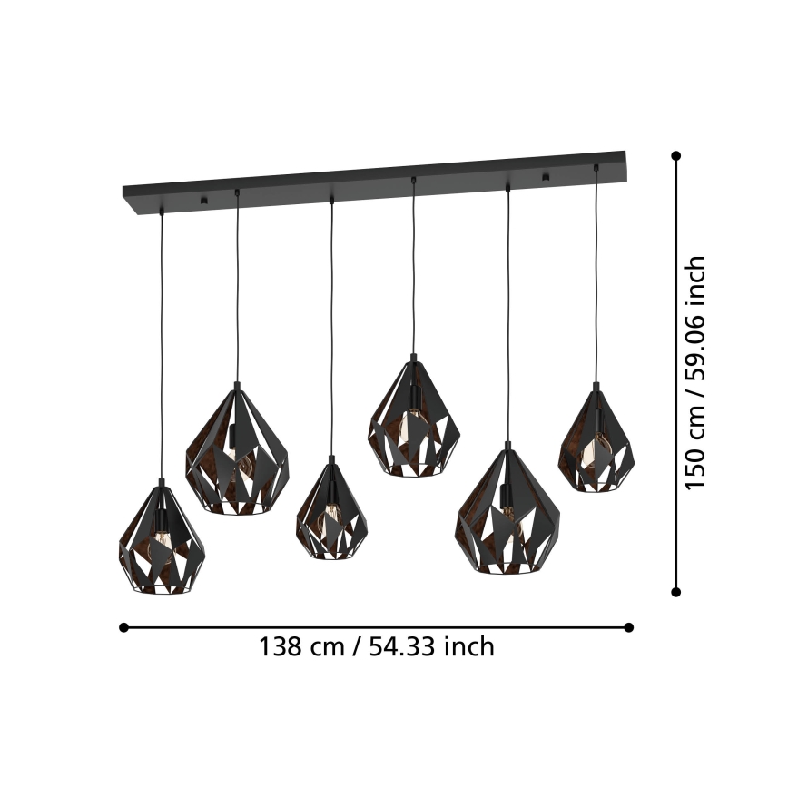 Eglo - Candelabro suspenso 6xE27/40W/230V