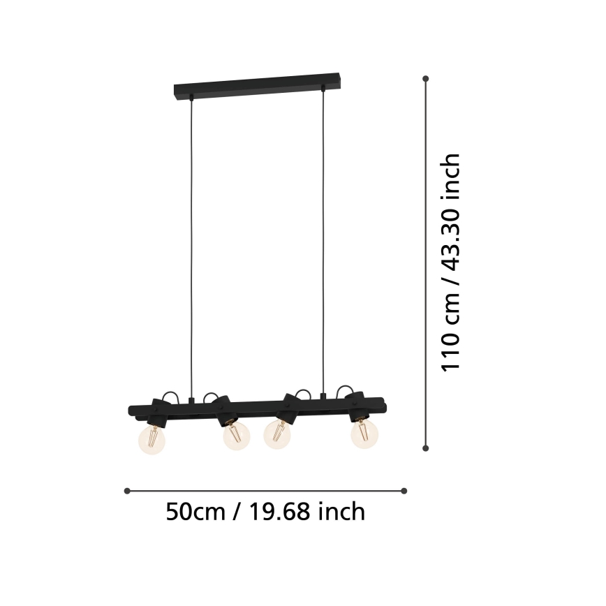Eglo - Candeeiro suspenso 4xE27/15W/230V