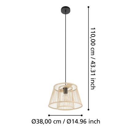 Eglo 43852 - Candeeiro suspenso HYKEHAM 1xE27/40W/230V