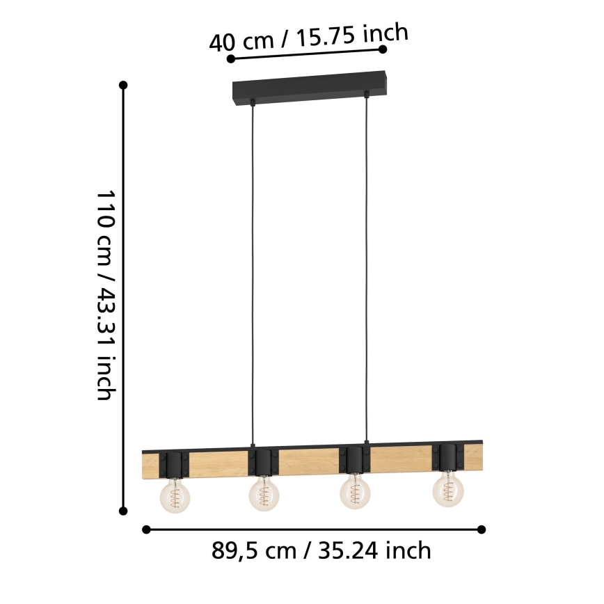 Eglo - Candelabro suspenso 4xE27/40W/230V