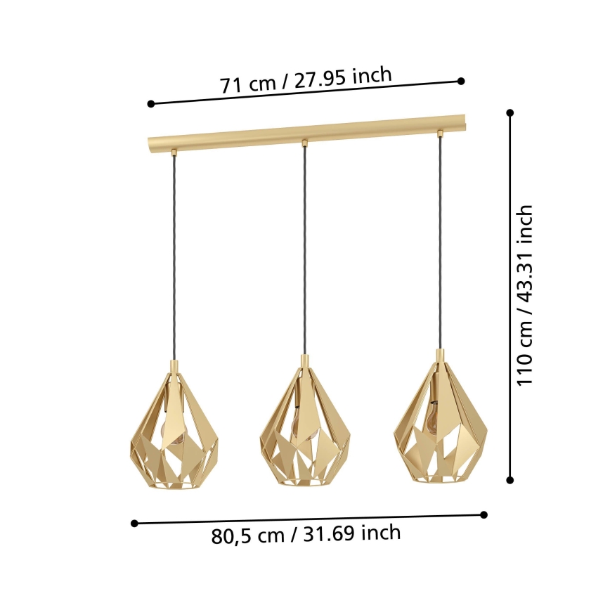 Eglo - Candelabro suspenso 3xE27/60W/230V