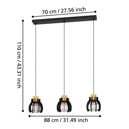 Eglo - Candelabro suspenso 3xE27/40W/230V