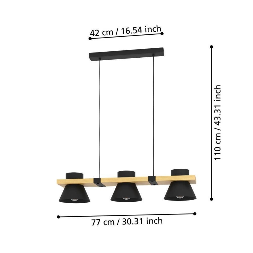 Eglo - Candelabro suspenso 3xE27/15W/230V