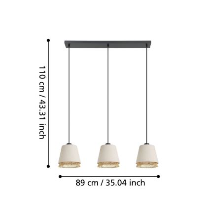 Eglo - Candelabro suspenso 3xE27/40W/230V
