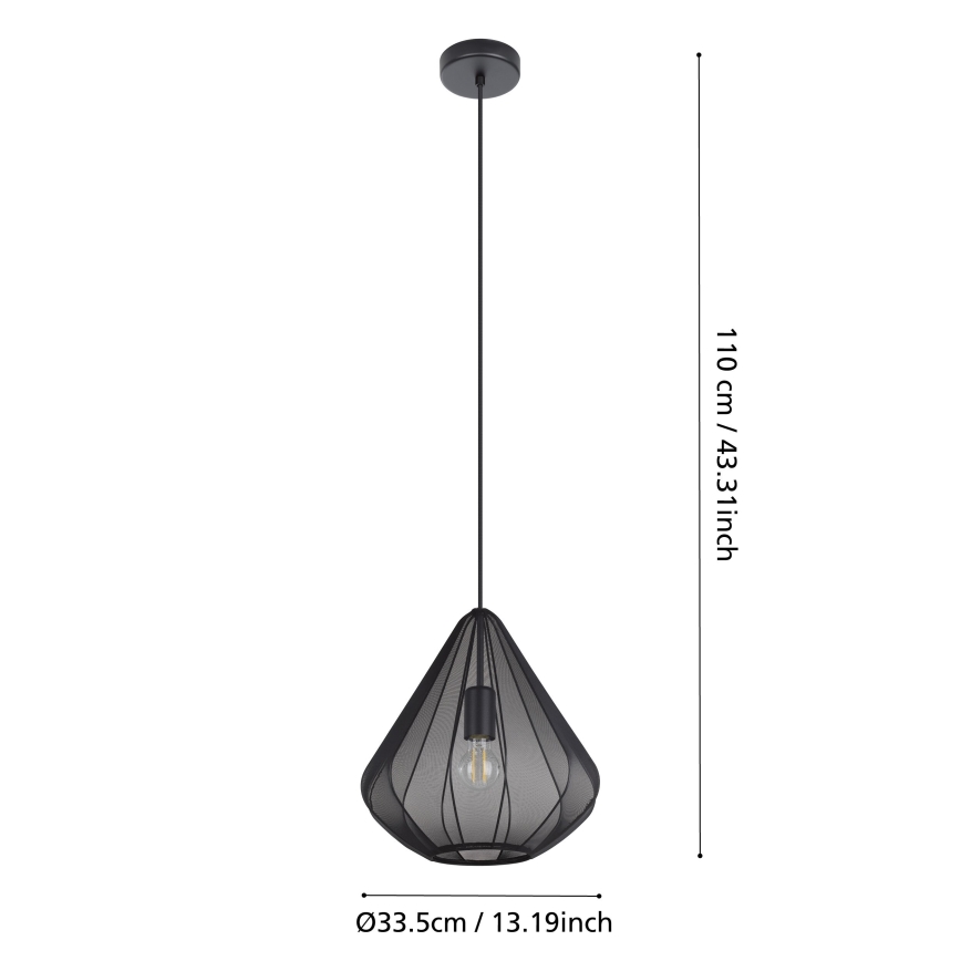 Eglo - Candeeiro suspenso 1xE27/40W/230V diâmetro 33,5 cm preto