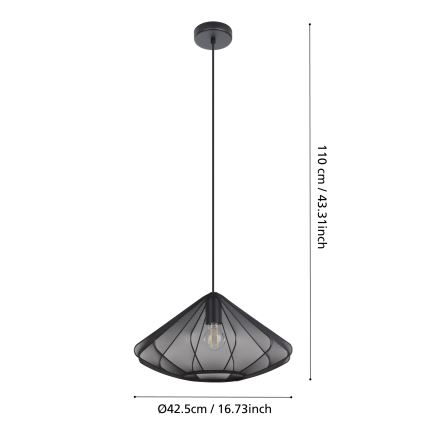 Eglo - Candeeiro suspenso 1xE27/40W/230V diâmetro 42,5 cm preto
