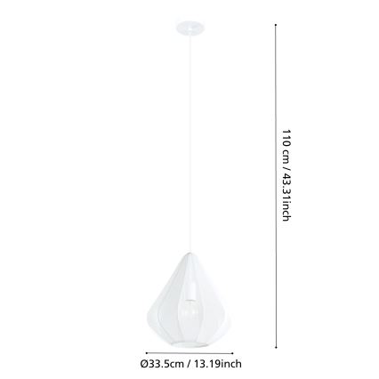 Eglo - Candeeiro suspenso 1xE27/40W/230V diâmetro 33,5 cm branco