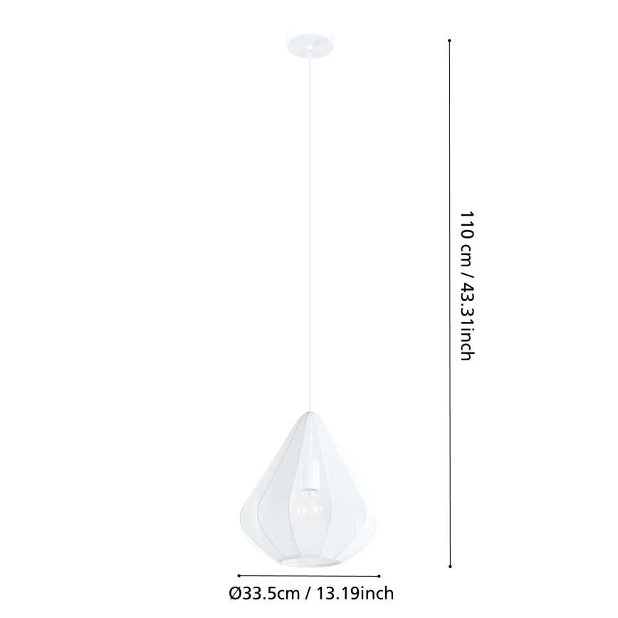 Eglo - Candeeiro suspenso 1xE27/40W/230V diâmetro 33,5 cm branco