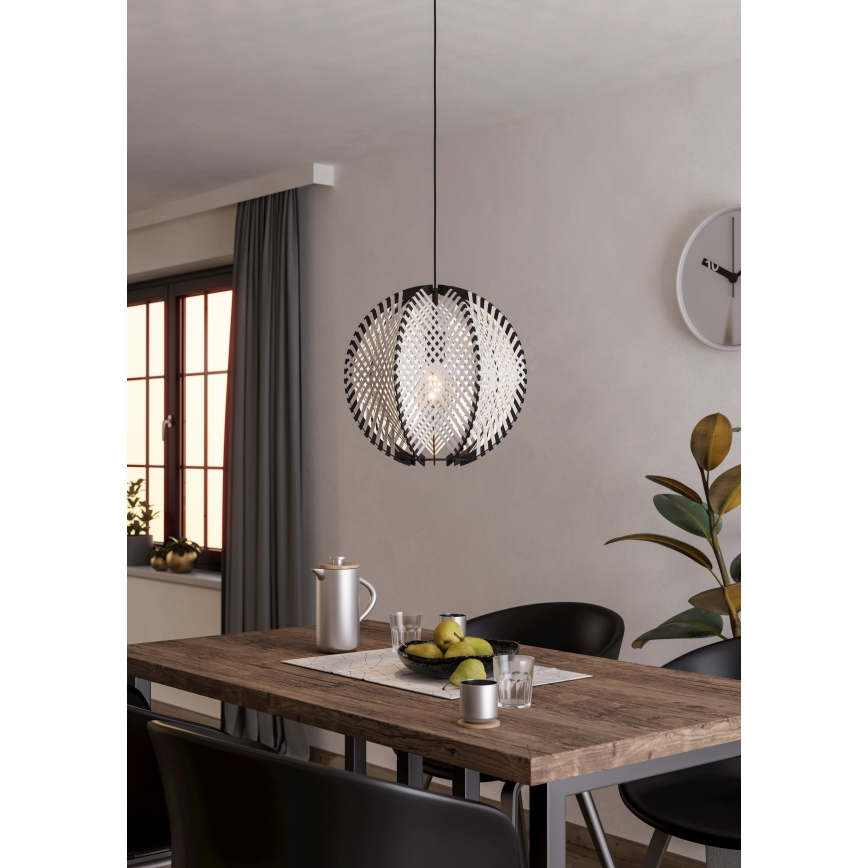 Eglo - Candeeiro suspenso 1xE27/40W/230V diâmetro 40 cm branco/preto