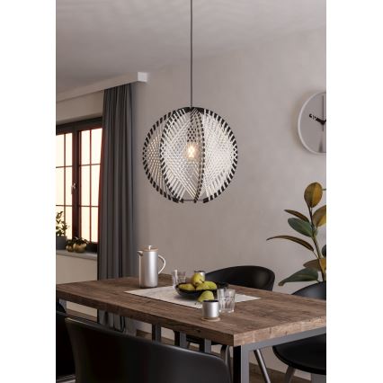 Eglo - Candeeiro suspenso 1xE27/40W/230V diâmetro 48 cm branco/preto