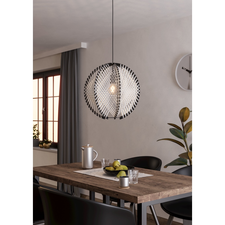 Eglo - Candeeiro suspenso 1xE27/40W/230V diâmetro 48 cm branco/preto