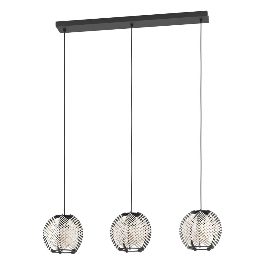 Eglo - Candeeiro suspenso 3xE27/40W/230V branco/preto
