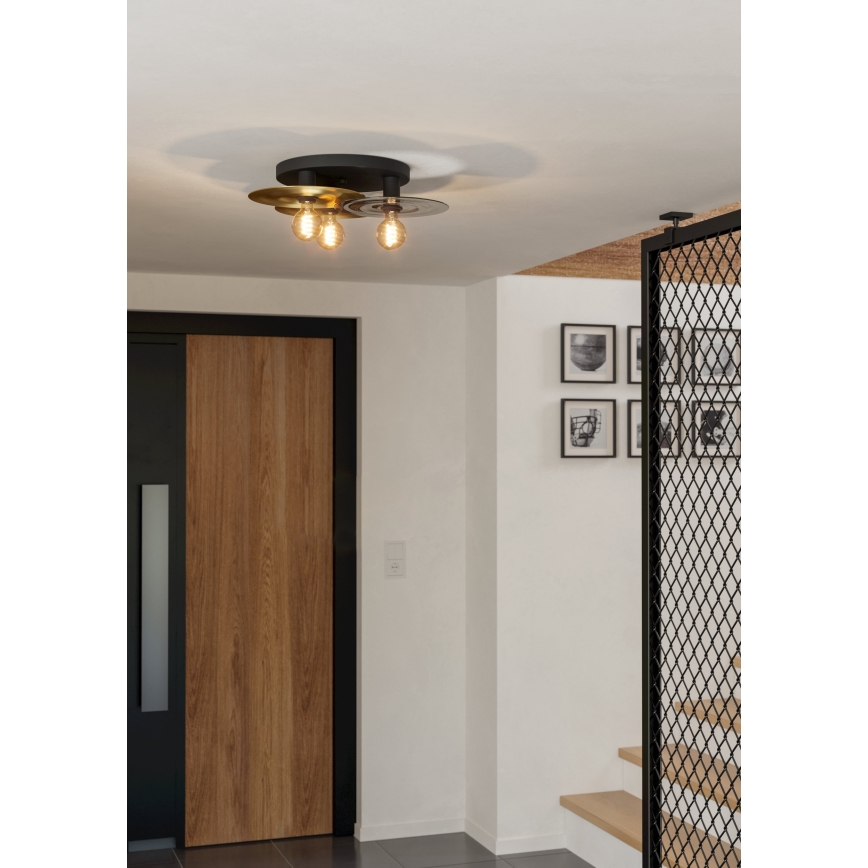 Eglo - Iluminação de teto 3xE27/40W/230V dourado/preto