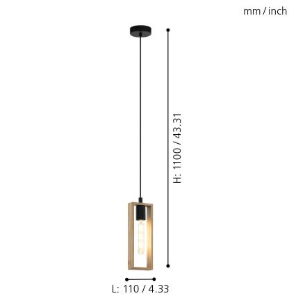 Eglo - Candeeiro suspenso 1xE27/60W/230V - FSC certificado